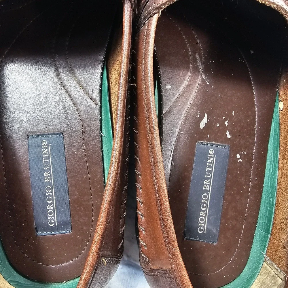 Giorgio Brutini KT Gel Moc Tassel Loafer MENS 12 Brown Leather Kiltie Whipstitch